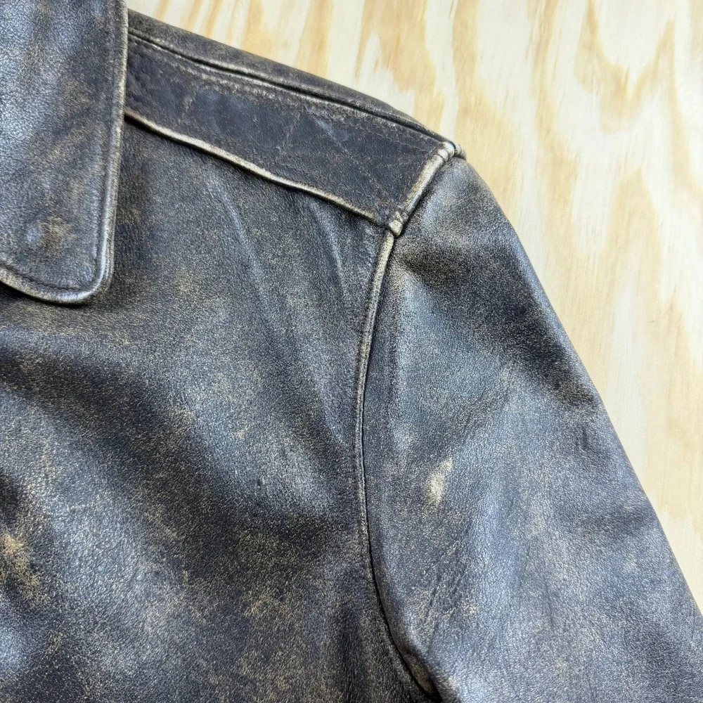 Vintage 80s Banana Republic Safari Leather Bomber Jacket Brown USA Men's Sz 40